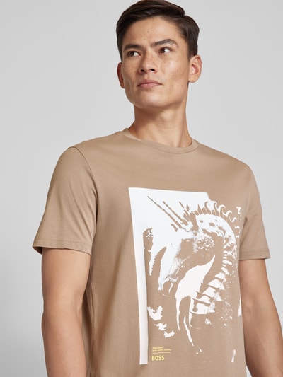 BOSS Orange T-shirt met motiefprint Beige - 3