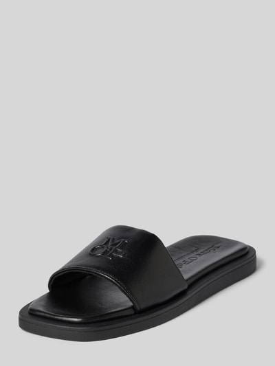 Marc O'Polo Leren slippers met logodetail, model 'AGDA' Zwart - 1