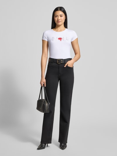 GUESS T-shirt z obszyciem ozdobnymi kamieniami Biały 1