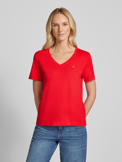 Gant Regular Fit T-Shirt mit Label-Stitching Rot 4