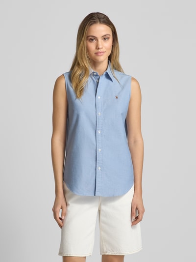 Polo Ralph Lauren Regular fit overhemdblouse in mouwloos design Blauw - 4