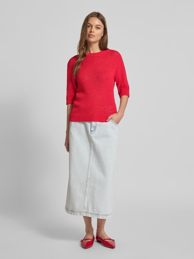 s.Oliver RED LABEL Sweter z dzianiny o kroju relaxed fit z mieszanki bawełny Czerwony 1