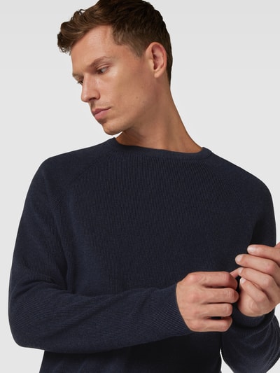 Christian Berg Men Gebreide pullover met ribboorden Marineblauw gemêleerd - 3