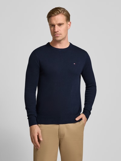 Tommy Hilfiger Regular Fit Strickpullover aus Baumwoll-Kaschmir-Mix Marine 4