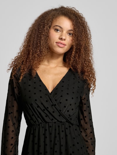 Only Getailleerde vrijetijdsjurk met diepe V-hals, model 'WRAP DRESS' Zwart - 3