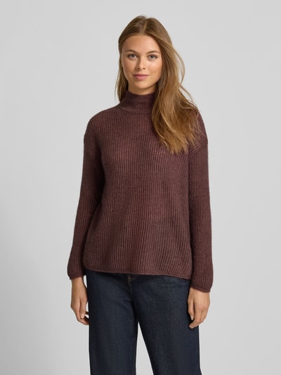 MM Comfort fit gebreide pullover met wol, model 'TENNA' Aubergine - 4