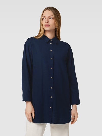 Fransa Lange blouse met afgeronde zoom, model 'Maddie' Marineblauw - 4