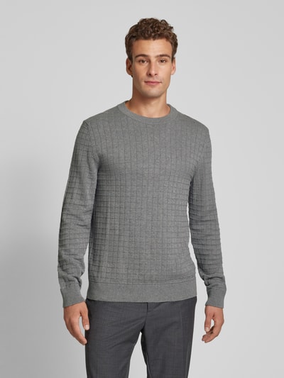 HUGO Gebreide pullover met structuurmotief, model 'Scoult' Middengrijs gemêleerd - 4