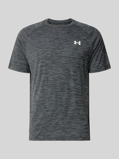 Produktfoto, graues Regular Fit Sport-T-Shirt mit Logo-Print von Under Armour, dezente Musterstruktur, Herren Sport-T-Shirt