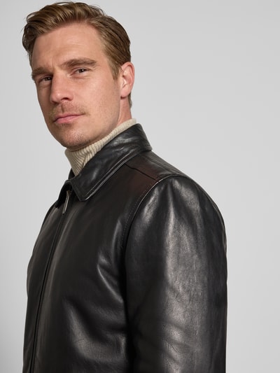 Strellson Regular fit leren jack van echt lamsnappa, model 'KELLAN' Zwart - 3