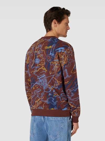 Scotch & Soda Sweatshirt in lichtbruin met all-over motief Lichtbruin - 5