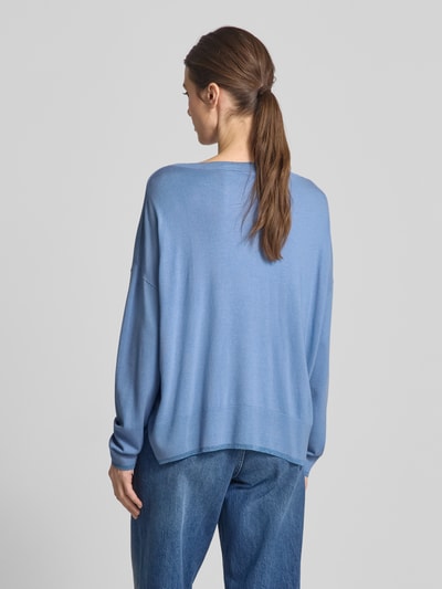 Liu Jo White Oversized Strickpullover mit Rundhalsausschnitt Hellblau 5