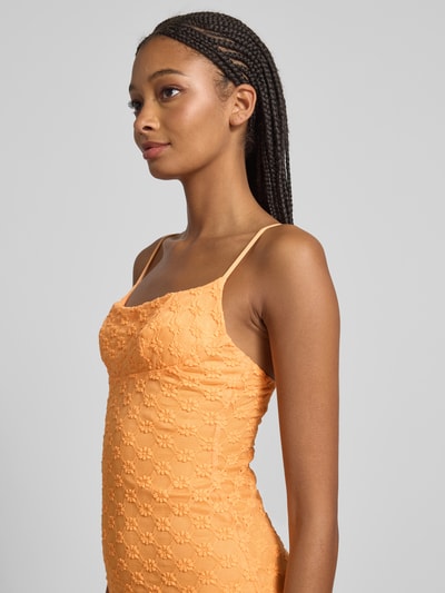 Bardot Midi-jurk met structuurmotief, model 'ADONI' Oranje - 3