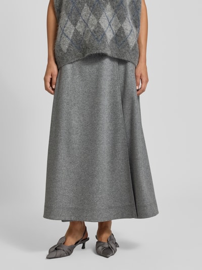 Windsor Midirock aus Schurwolle mit Gürtel Dunkelgrau 4