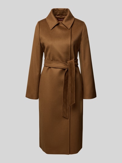 Max Mara Studio Regular Fit Mantel aus reiner Schurwolle Modell 'BCOLLAG' Cognac 2