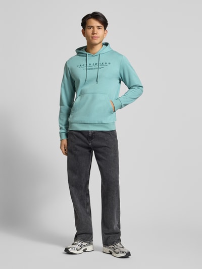 Jack & Jones Hoodie met labelprint Petrol - 1