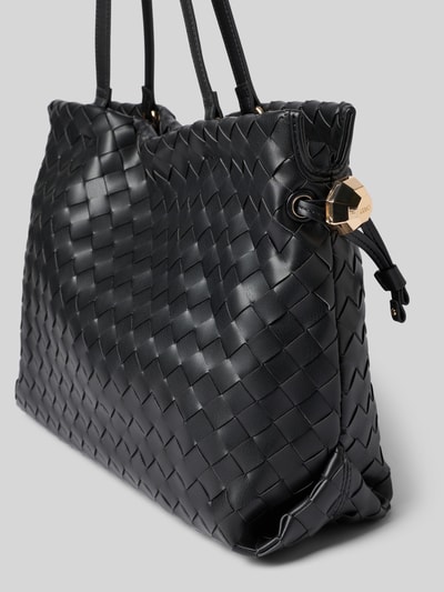 Produktfoto, Tote Bag in Leder-Optik Modell 'Riccy' von Liu Jo White in Flecht-Optik, schwarze Farbe, goldene Details, Struktur sichtbar
