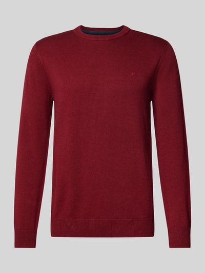 Christian Berg Men Gebreide pullover met wol en ronde hals Donkerrood - 1