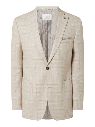 Carl Gross Modern fit 2-knoops colbert van linnenmix, model 'Tedrick' Beige - 2