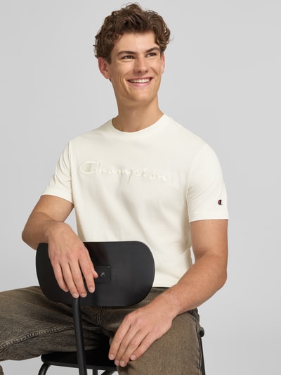 Champion T-Shirt mit Label-Stitching mit Rundhalsausschnitt Offwhite 3