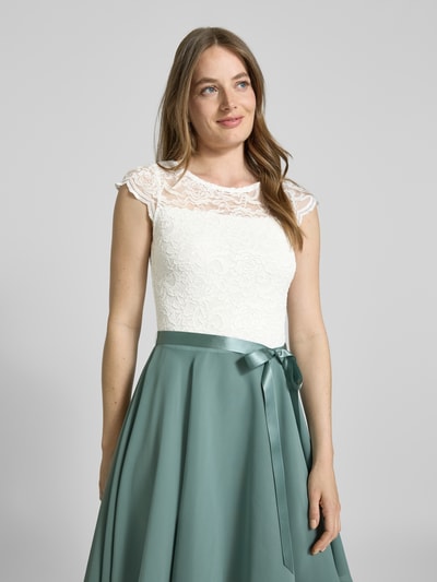 Swing Knielange cocktailjurk met ronde hals Lichtgroen - 3