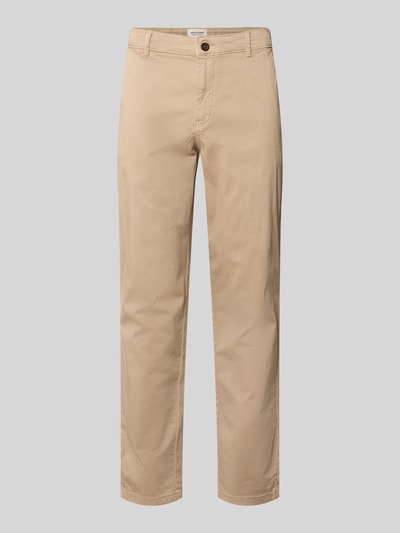 Produktfoto, Straight Fit Chino mit Eingrifftaschen Modell 'Vance' von Jack & Jones, beżowa bawełna, szerokość w rozmiarze 32/32: 43 cm, długość nogawki: 67 cm