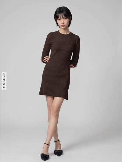ONLY Eng anliegendes Freizeitkleid aus Viskose-Mix Modell 'MICHELLA' Schoko Melange 4