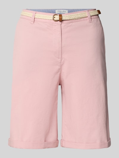 Produktfoto, Chino-Bermudas mit Gürtel von Christian Berg Woman aus rosa Baumwolle, Regular Fit, umgeschlagener Saum, Flechtgürtel, glatte Textur