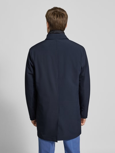 Matinique Lange jas met blinde knoopsluiting, model 'Philman' Marineblauw - 5