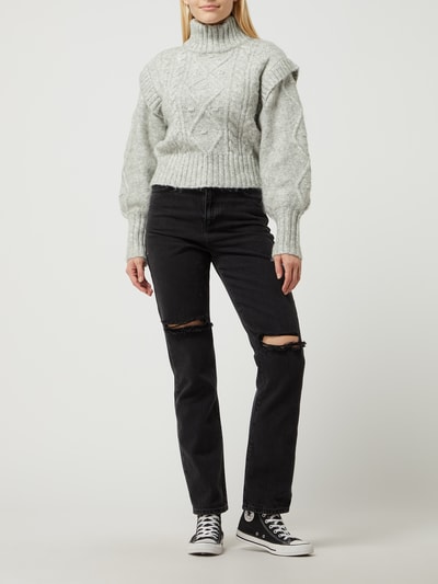 Vero Moda Pullover mit Zopfmuster Modell 'Helga' Hellgrau Melange 1