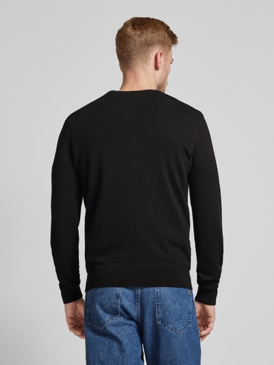 HUGO Gebreide pullover met labelbadge, model 'San Cassius' Zwart - 5