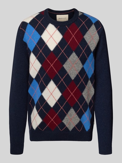Gant Gebreide pullover met ronde hals Marineblauw - 2