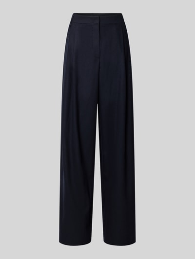 Produktfoto, Bundfaltenhose aus Schurwoll-Mix von Emporio Armani in Dunkelblau, Regular Fit, fließender Stoff, Kaschmir-Anteil, klar strukturierte Nähte