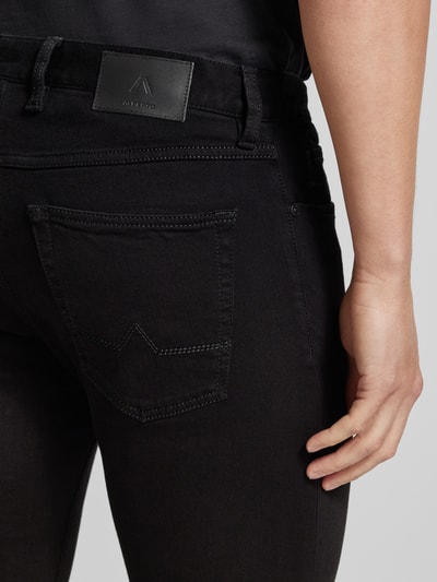 ALBERTO Regular fit jeans in 5-pocketmodel, model 'Pipe' Zwart - 3