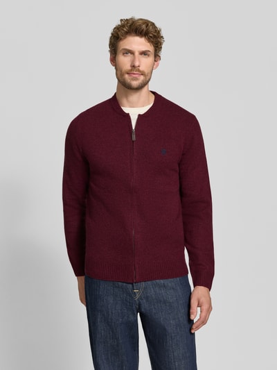 MCNEAL Regular Fit Strickjacke aus reiner Wolle mit Logo-Stickerei Dunkelrot Melange 4