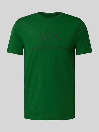 ARMANI EXCHANGE T-shirt o kroju slim fit z czystej bawełny z nadrukiem z logo Zielony 2