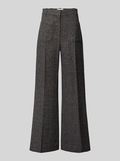 Produktfoto, High Waist Business-Hose mit Bundfalten von Victoria Beckham aus melange-grauer Webware, strukturierte Wide Leg Passform, 100% Baumwolle