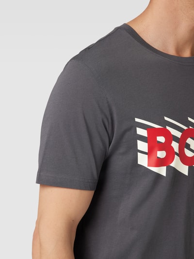BOSS Orange T-Shirt mit Label-Print Modell 'Rete' Dunkelgrau 3