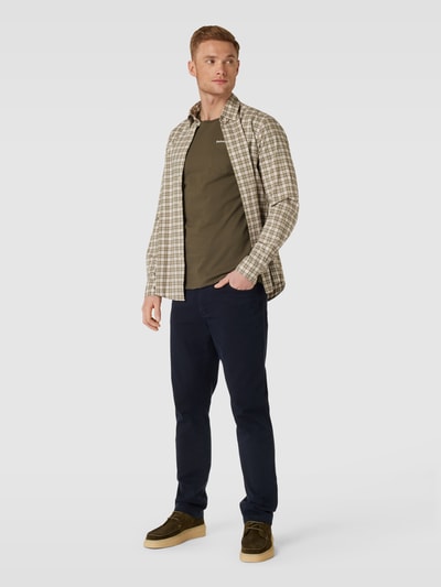 Barbour T-shirt met borstzak, model 'Langdon' Olijfgroen - 1