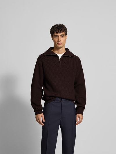 Officine Générale Sweatshirt mit Troyer-Kragen Dunkelbraun 4