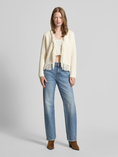 Zero Cardigan met franjes en open voorkant Ecru - 1