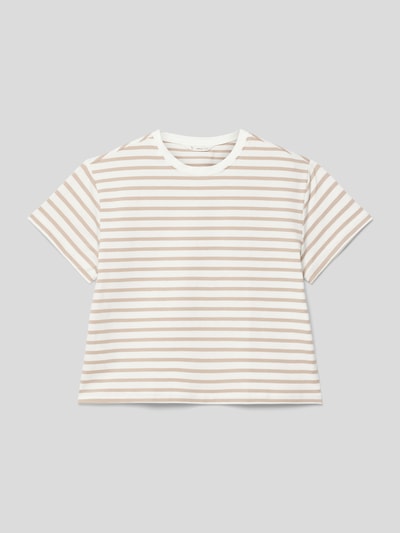 Mango T-Shirt mit Streifenmuster Modell 'doha' Sand 1