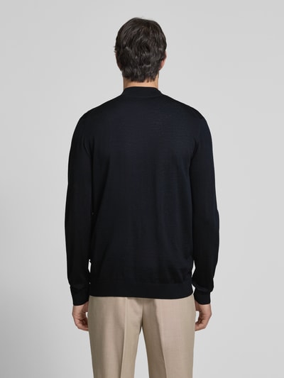 MAERZ Muenchen Gebreid jack van scheerwol met ritssluiting Marineblauw - 5