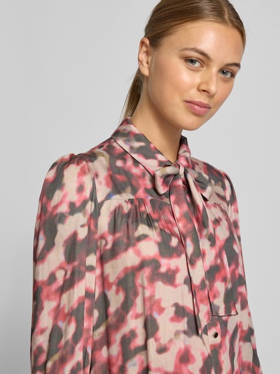 More & More Regular Fit Bluse aus reiner Viskose mit Zierschleife Pink 3