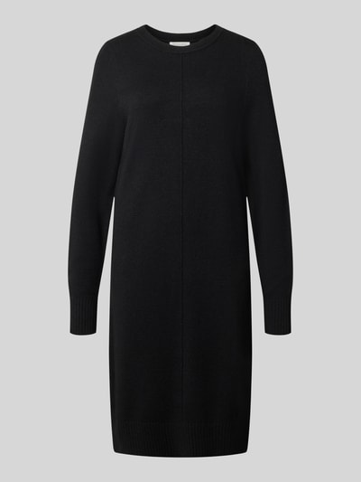 Produktfoto, Knielanges Strickkleid mit Rundhalsausschnitt von Christian Berg Woman, schwarz, Viskose-Mix, gerippte Abschlüsse, Loose Fit