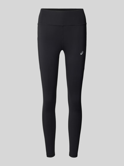 Produktfoto, Leggings mit Stretch-Anteil Modell 'CORE' von ASICS TIGER, czarne, elastyczna mieszanka materiałów, krój skinny fit, elastyczny pas, nadruk z logo