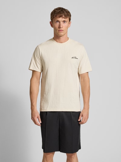 Les Deux T-Shirt mit Label-Stitching Modell 'Diaz' Sand 4