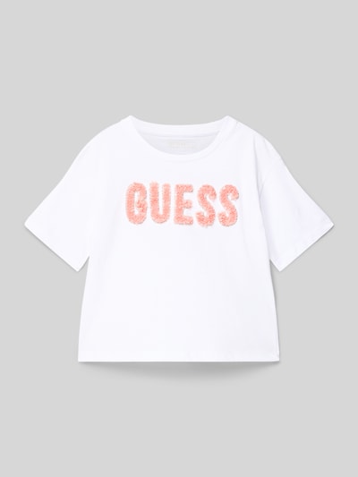 Guess T-shirt met labelopschrift Wit - 1