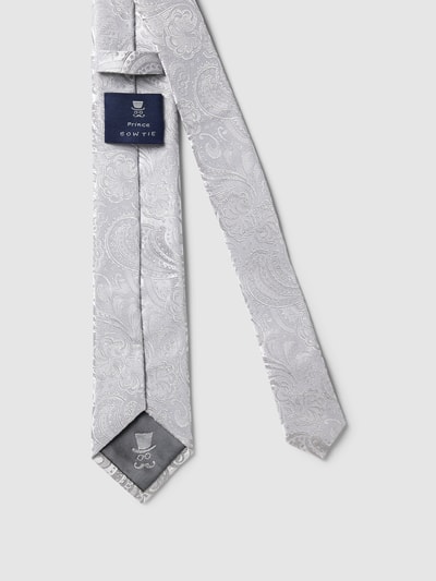 Prince Bowtie Seidenkrawatte mit Paisley-Muster Silber 2