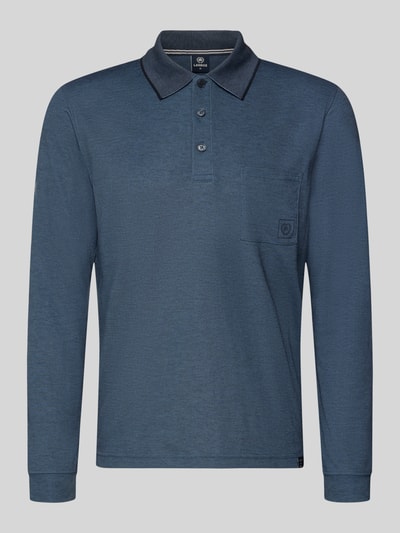 Produktfoto, Poloshirt mit Brusttasche von Lerros aus Baumwoll-Mix in Blau, Regular-Fit, Polokragen, kurze Knopfleiste, Label-Detail